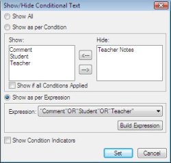 Figure: FrameMaker 8's Show Conditional Text as per Expression